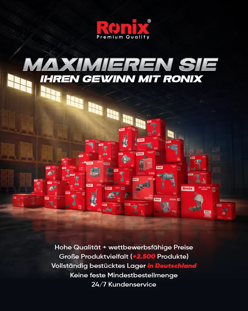 Infografik mit Ronix-Farbverpackungen im Lager