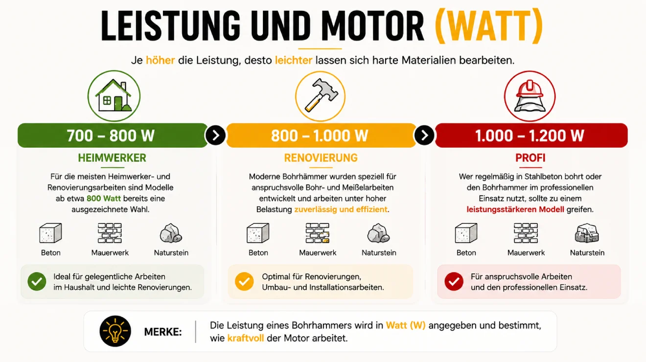 Leistung und Motor (Watt)-infographic