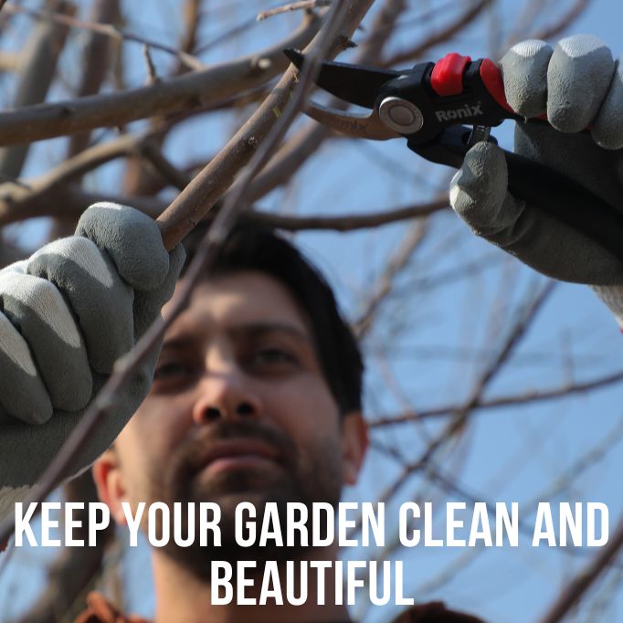 picture of a person using a Pruning shear in a garden 