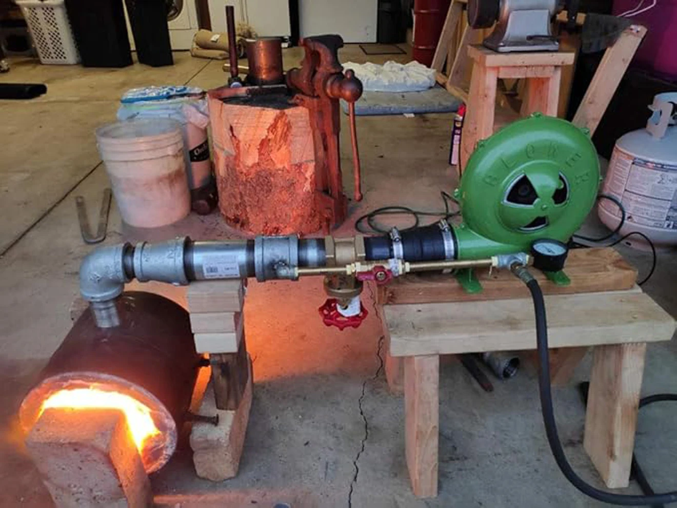 A photo of a blacksmithing workshop