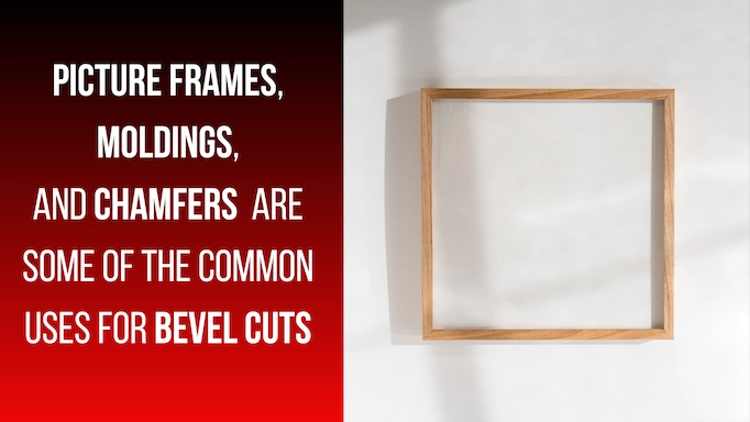 Picture of a picture frame plus text about common uses of bevel cuts