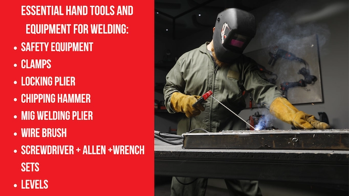 Text about essential hand tools for welding