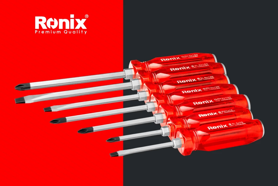 A Ronix screwdriver set with magnetic tips
