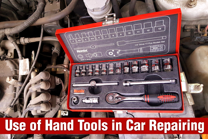 Use of hand tools in repairing cars