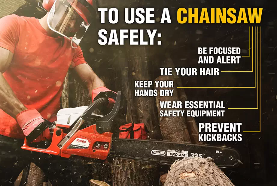 An infographic about using a chainsaw safely