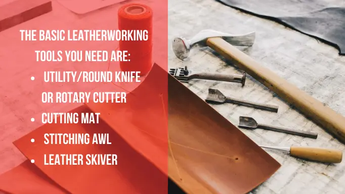An infographic about the basic leatherworking tools