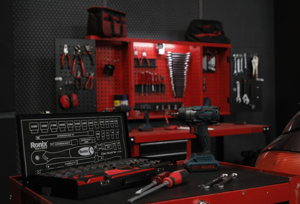 a tool board with Ronix tools