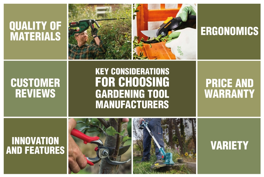 An infographic about selecting garden tool manufacturers