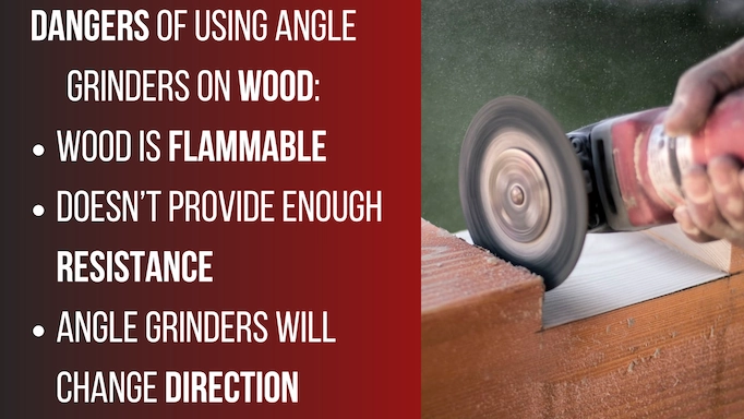 A man using angle grinder for cutting wood plus dangers of using angle grinders for wood