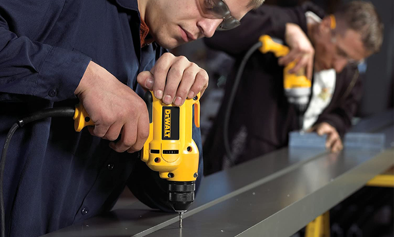 drilling a metal frame with DEWALT VSR Electric Drill (DWD112)