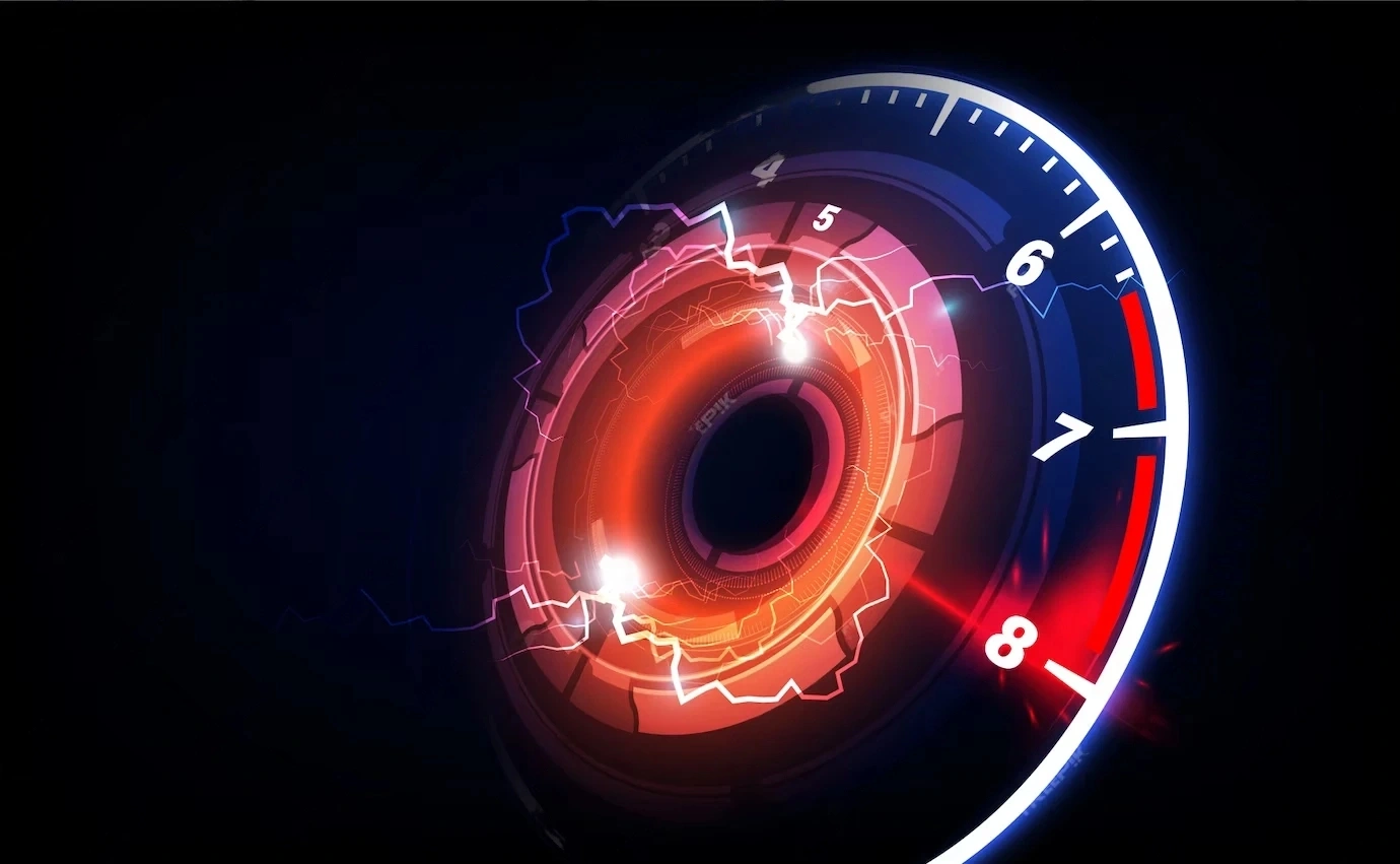 A graphic design showing speed in an electric motor