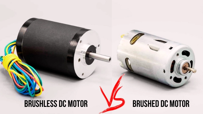 Photos of a brushless and a brushed motor compared