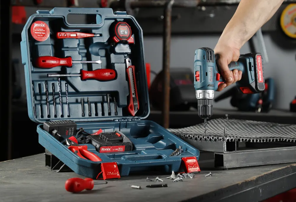 a Ronix toolset with a cordless drill