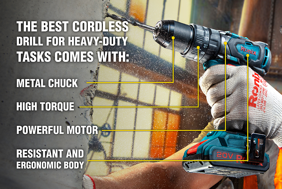 An infographic about the features of the best drill for heavy-duty tasks