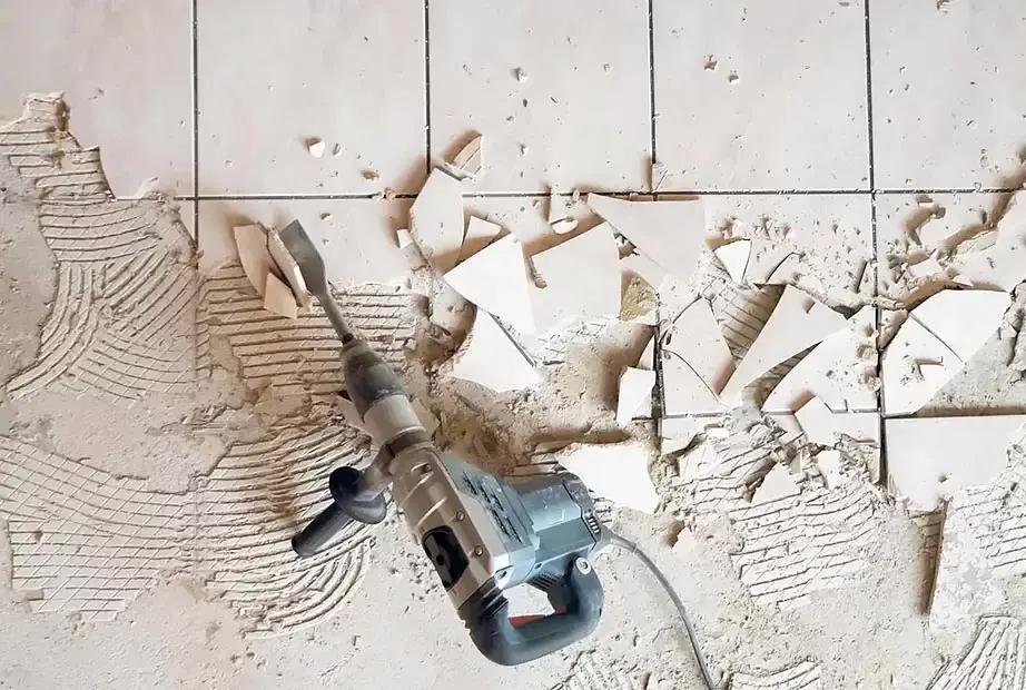 picture of a rotary hammer drill on tiles