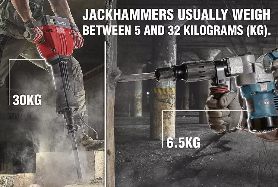 A photo of two jack hammers for breaking on ground and wall