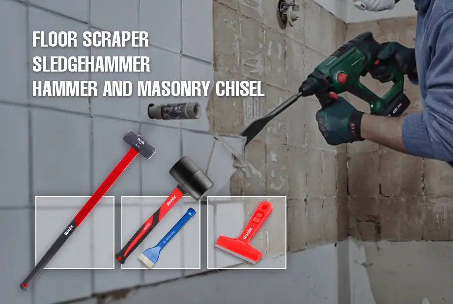 Tile scraper store for hammer drill