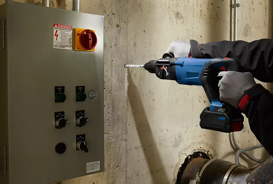A rotary hammer used for electricians