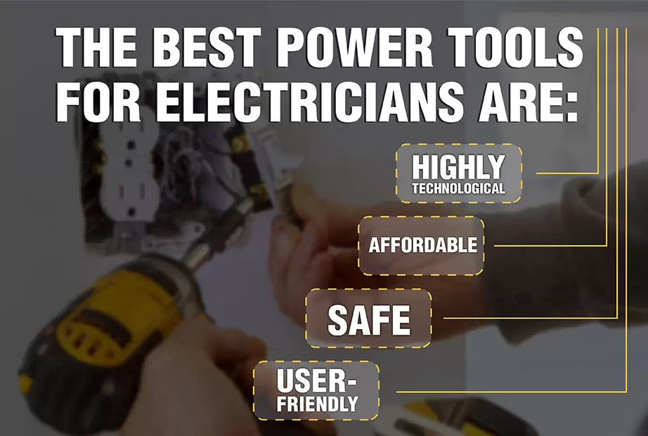 An infographic about the features of best power tools for electricians