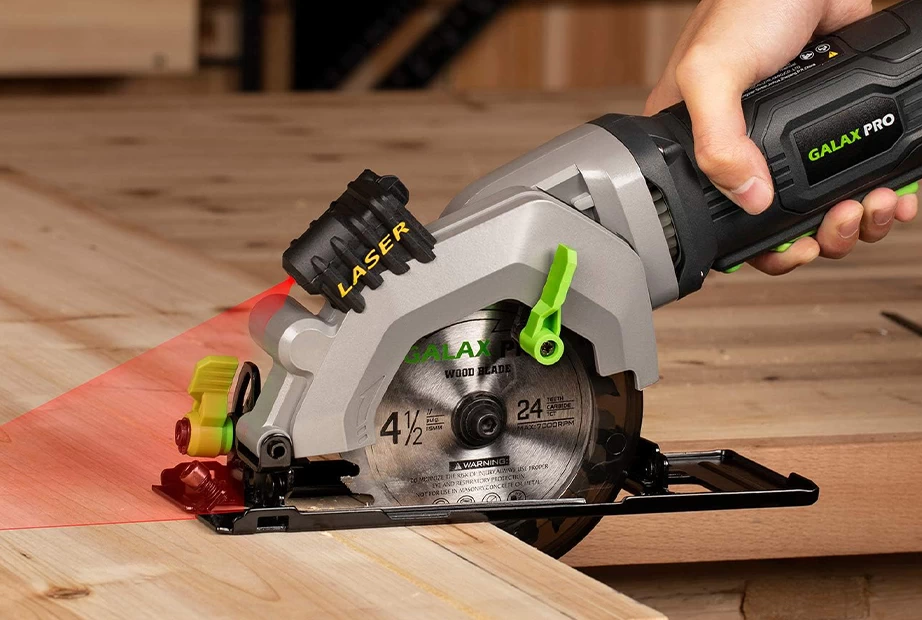 A mini circular saw with laser guide