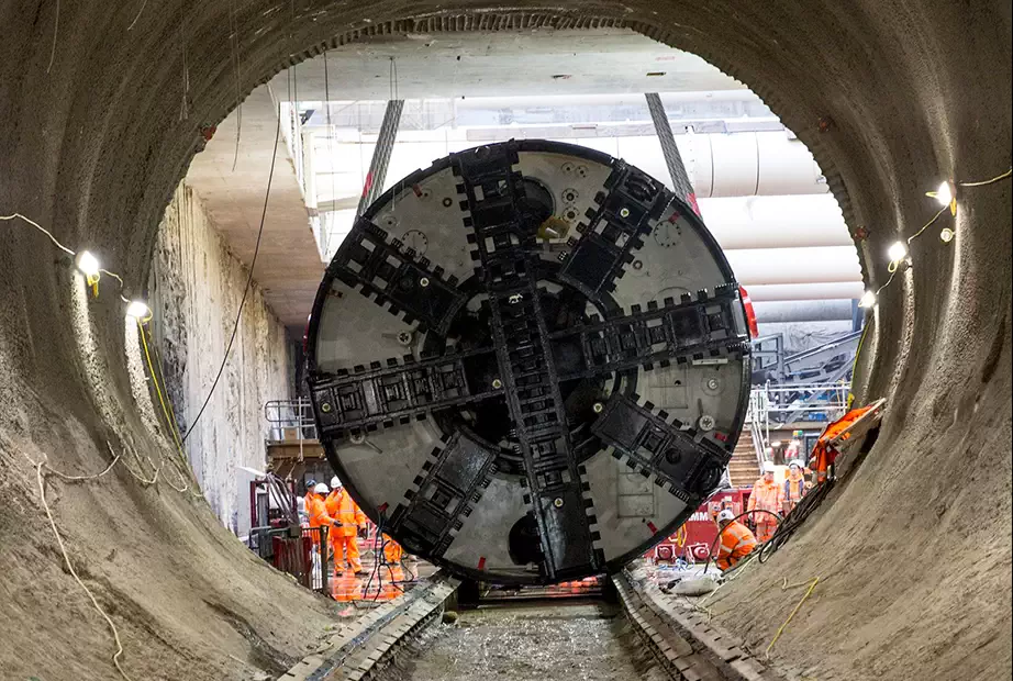 A tunnel boring machine inside a tunnel