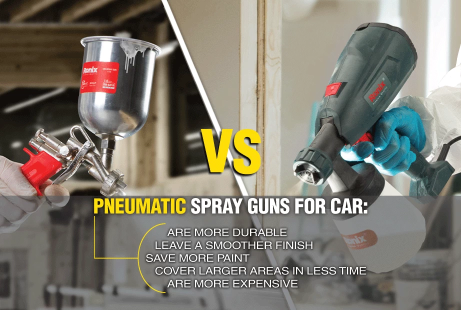  An infographic about the advantages of pneumatic paint guns over electric ones