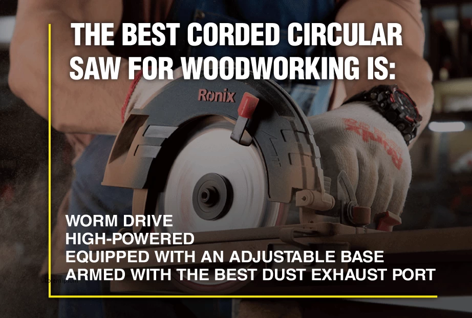 An infographic about the best corded circular saw for woodworking