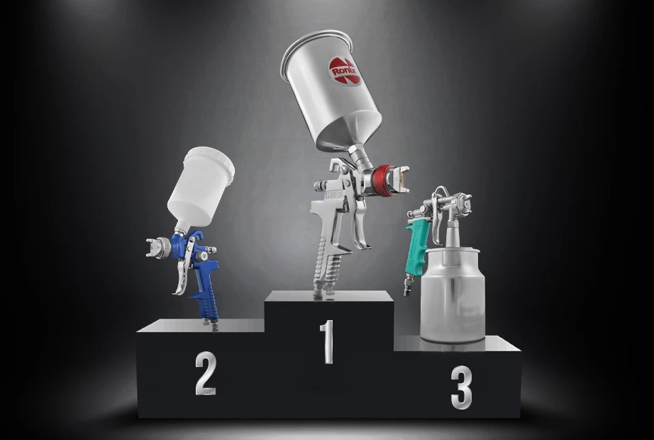 Ronix RH-6313 painting spray gun in the 1st place of top three podium