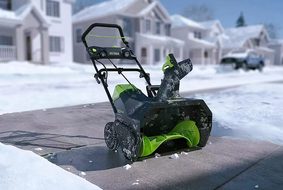 A cordless snow blower