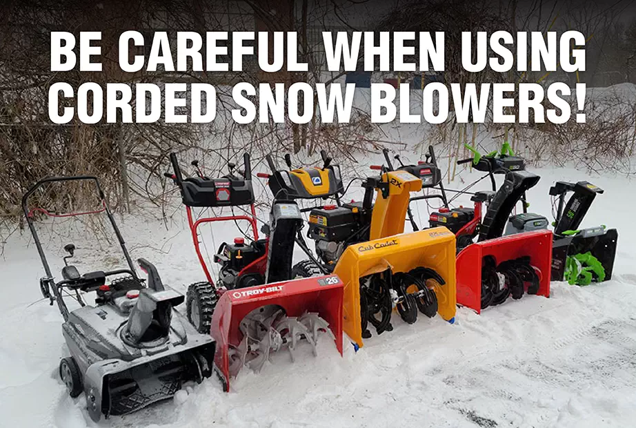 A number of electric snow blowers