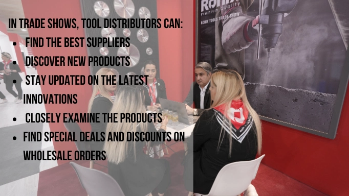 An infographic about the advantages of trade fairs for distributors
