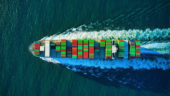 A Cargo Ship Sailing on the Sea