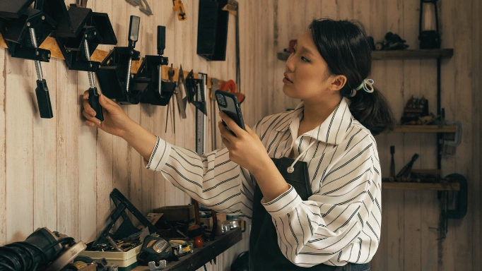 A hardware store staff managing the inventory