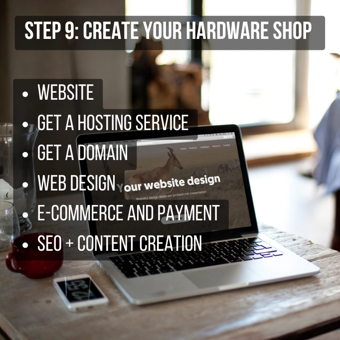 A website on a laptop screen plus text about how to create a website for your business