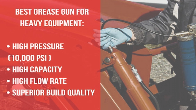 Grease is being used plus text about factors for choosing the best grease guns