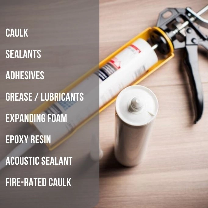 picture of a caulking gun on the floor (types of materials )