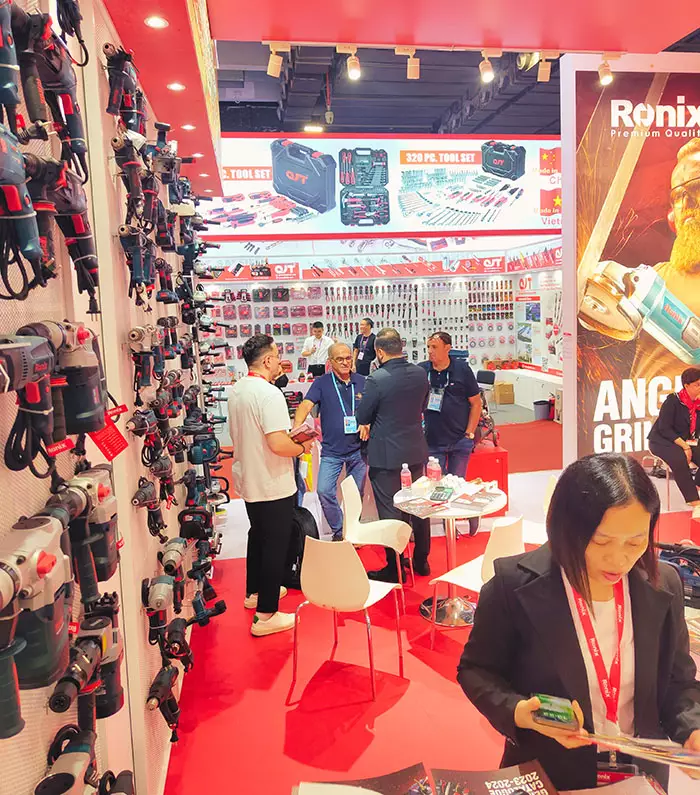 visitors at the Ronix Tools Booth at Canton fair 2023 China