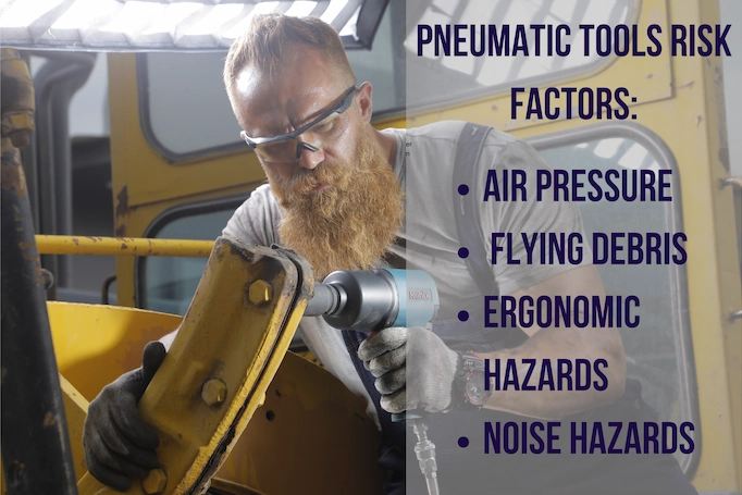 An air impact wrench is used plus risk factors of using air tools
