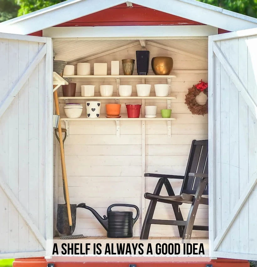 shelving the shed for garden tools