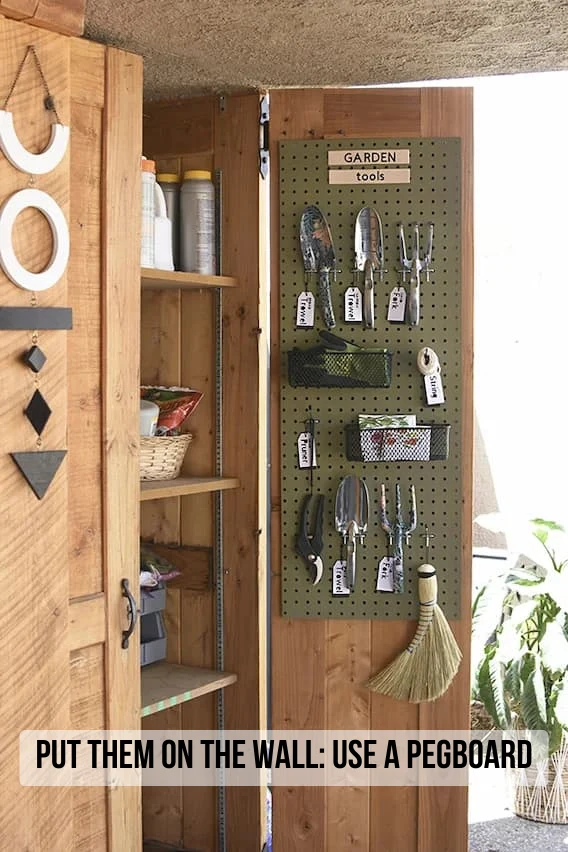 using a pegboard to organize garden tools