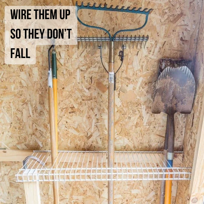 using wire shaft to store garden tools