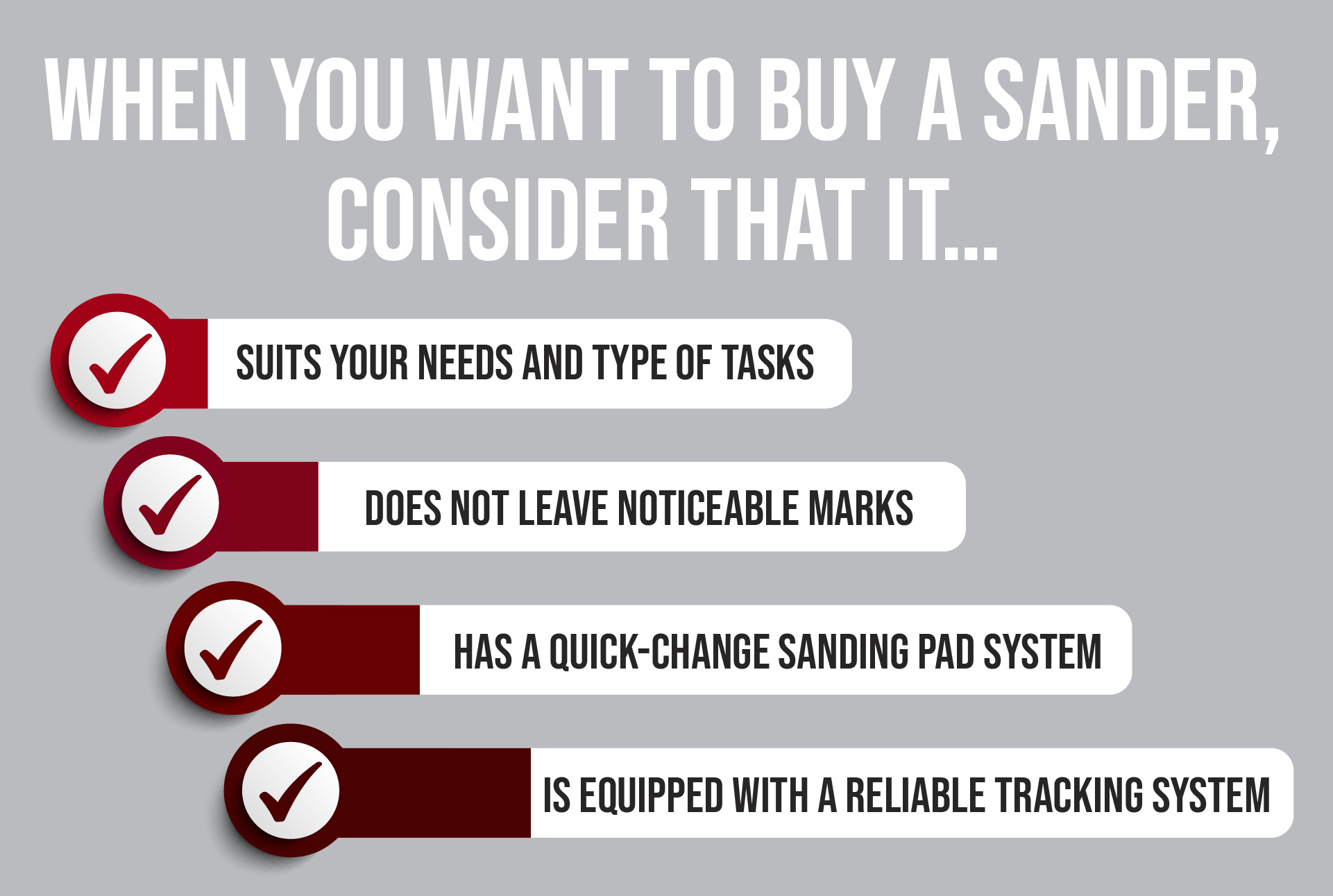 An infographic containing tips for buying the best sanders