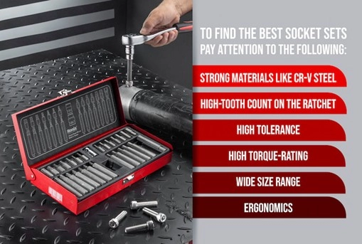 A socket set is used plus text about qualities that make the best socket sets