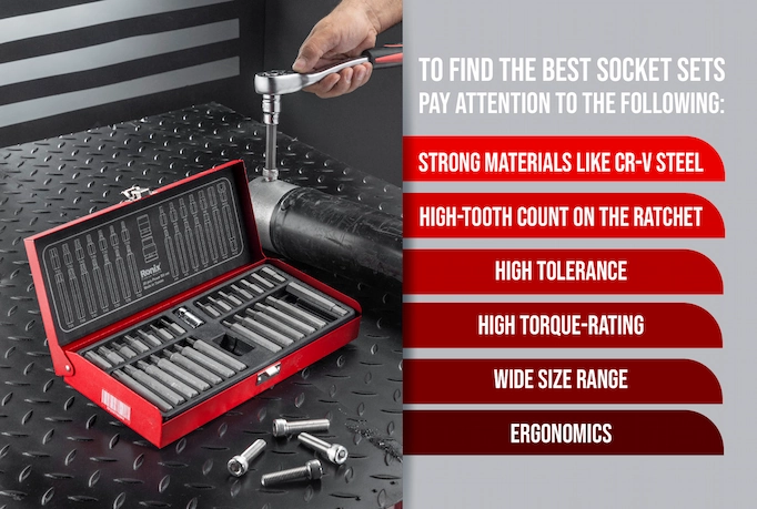 A socket set is used plus text about qualities that make the best socket sets