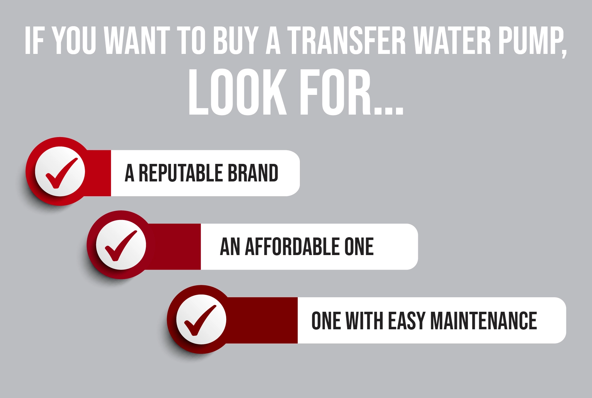 An Infographic including tips on buying the best transfer water pump
