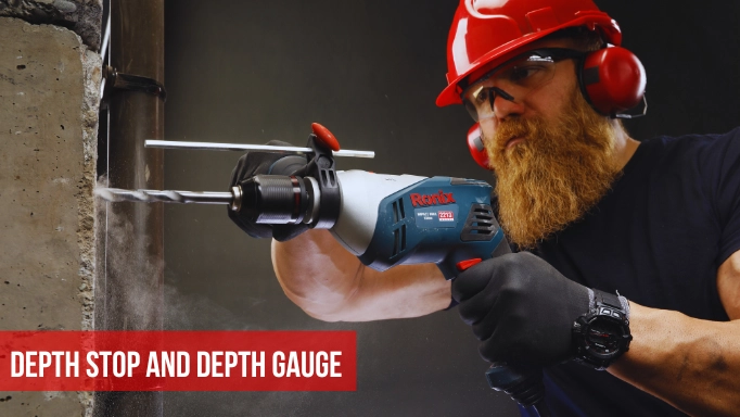 depth stop and depth gauge in the best corded hammer drill