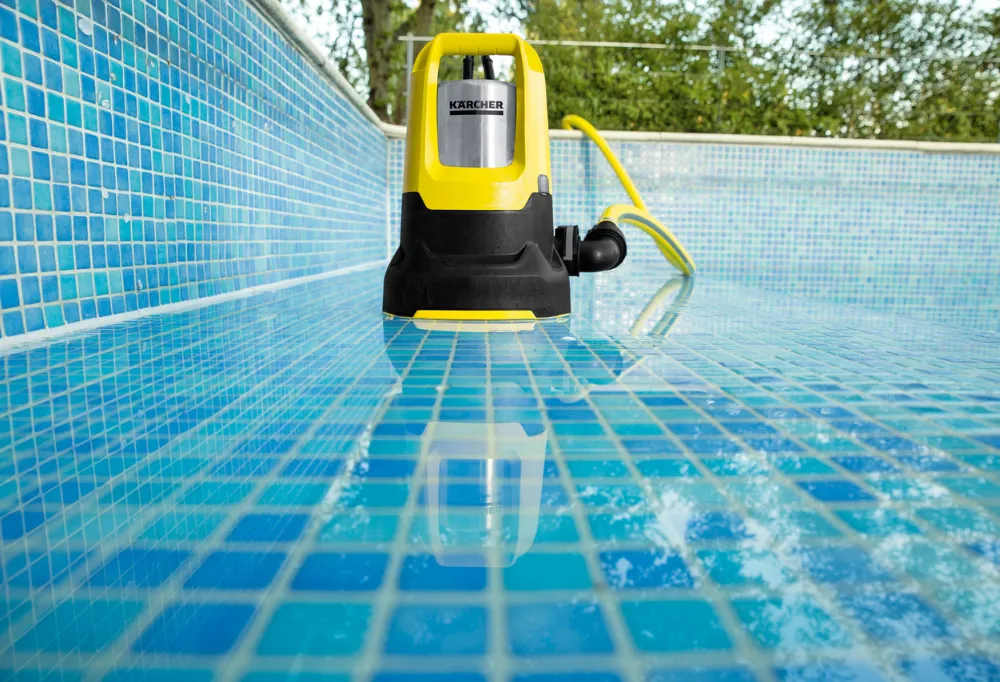 a submersible pump in the pool