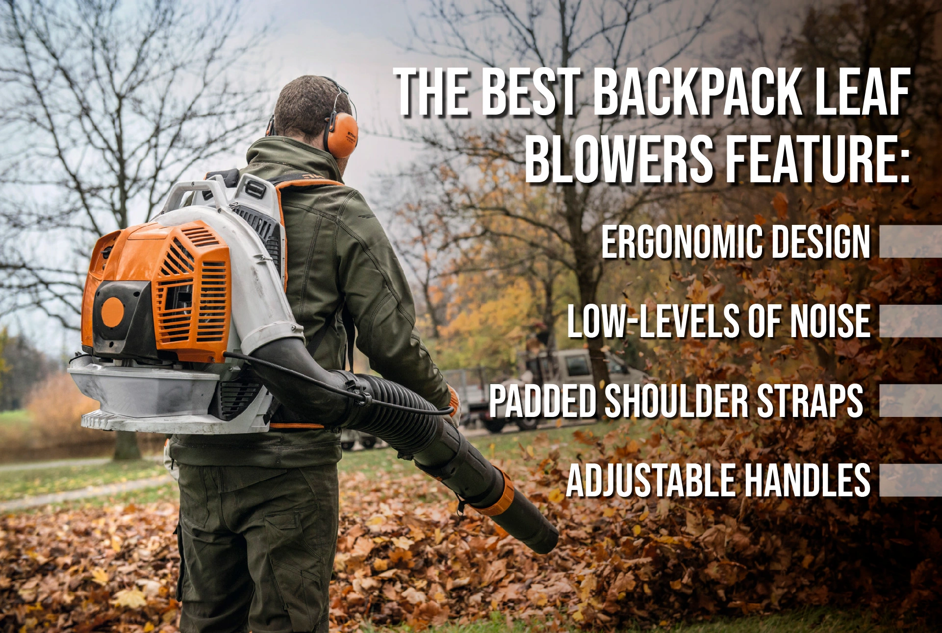 An infographic on the characteristics of the best backpack leaf blowers