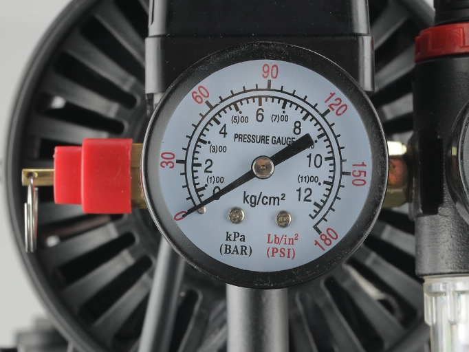 An air compressor pressure gauge
