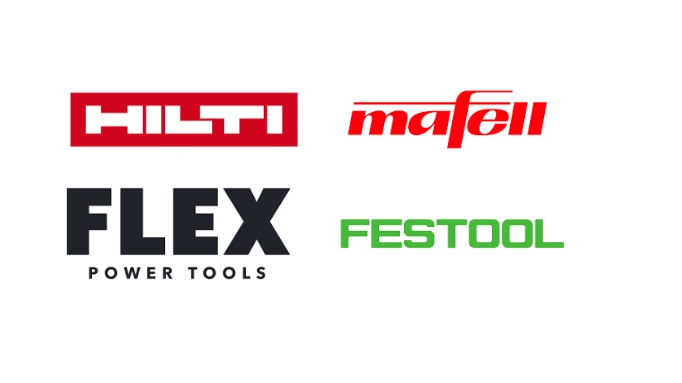 Logos of the most expensive power tool brands